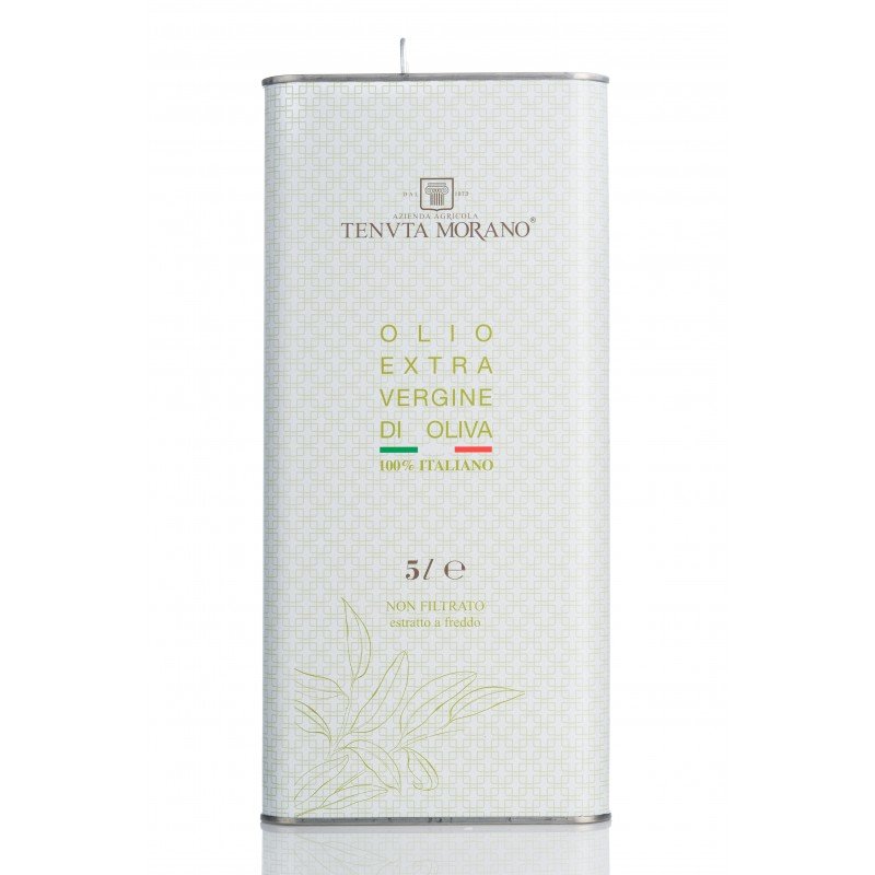 Lattina a 5 litri olio evo Tenuta Morano 1005 italiano non filtrato estratto a freddo